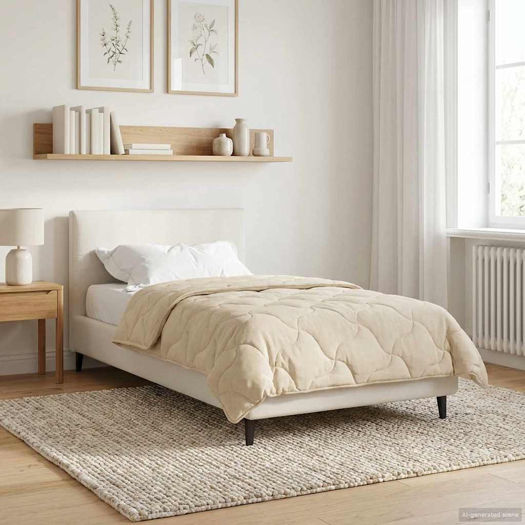 vidaXL Edredón de Invierno 135 x 220 cm Invierno Crema Transpirable