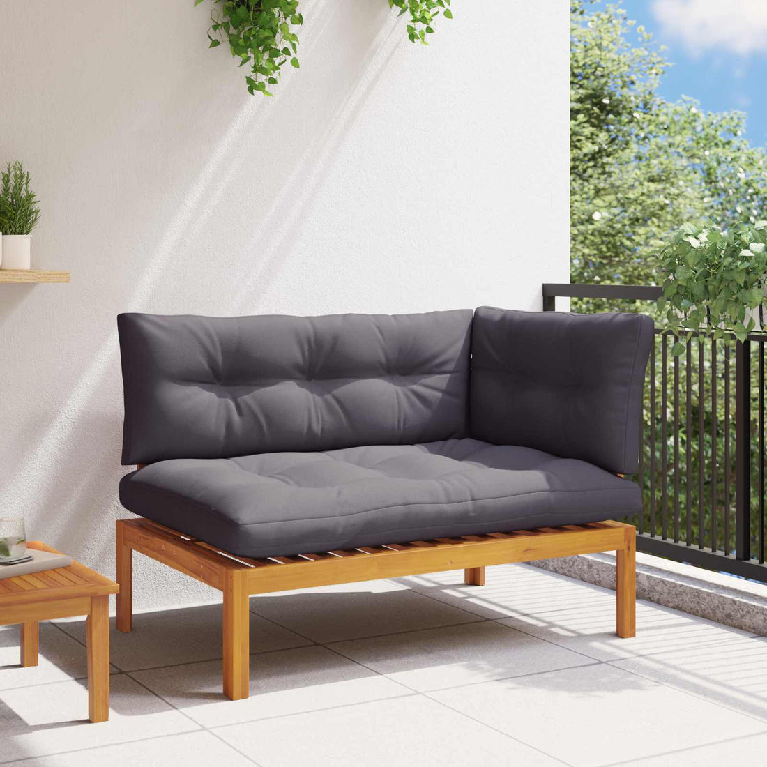 vidaXL Unidad Sofá Esquinero Gris Natural y Oscuro Madera de acacia