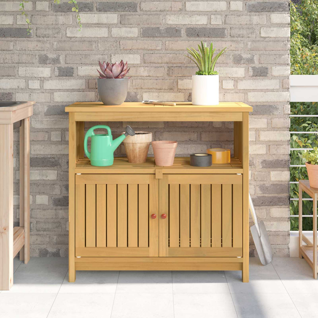 vidaXL Mesa consola de jardín Acacia clara 80 x 35 x 75 cm