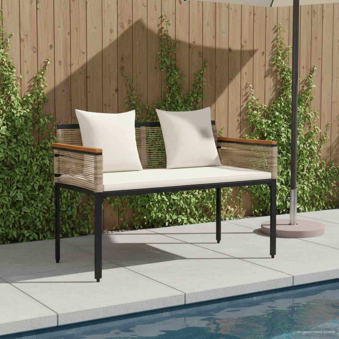 vidaXL Banco de exterior 2 -Seater 117 x 54 x 74.5 cm ratán sintético