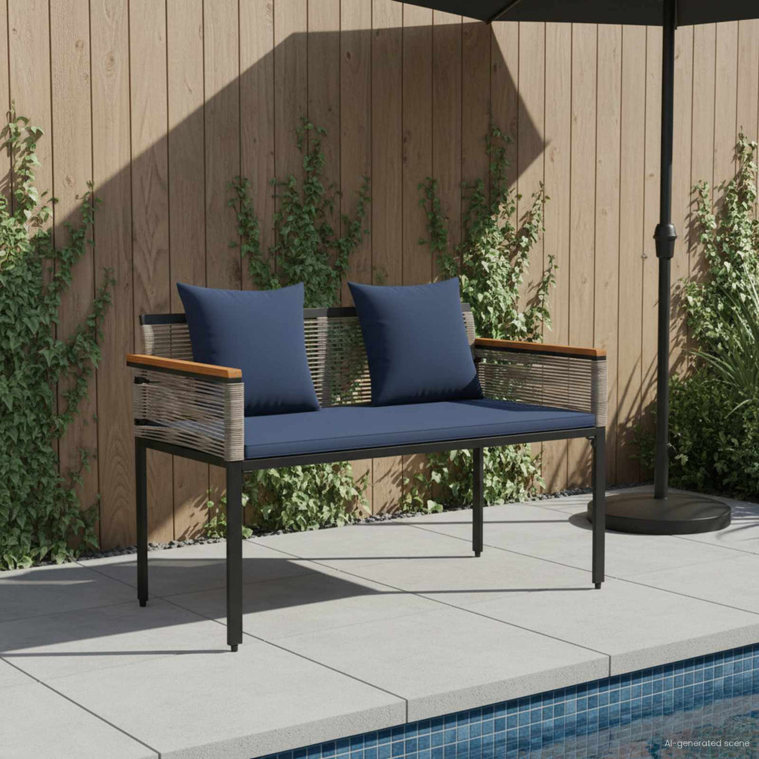 vidaXL Banco de exterior 2 -Seater 117 x 54 x 74.5 cm ratán sintético