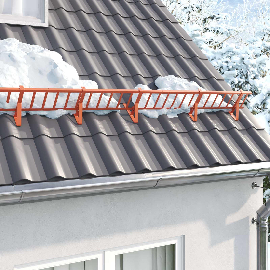 vidaXL Soporte para Guardia de Nieve 12 uds. Rojo 29,5 x 3 x 34,5 cm