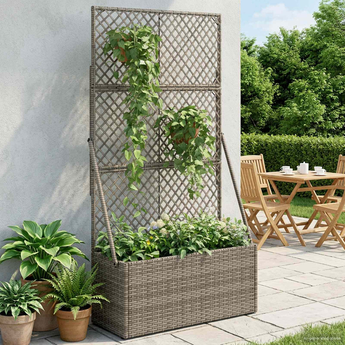 vidaXL Maceta de jardín con enrejado Gris 70 x 30 x 135 cm