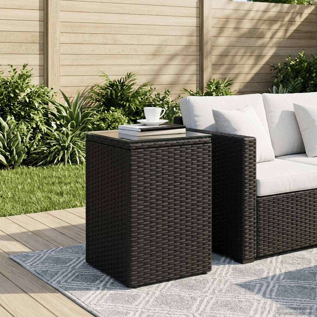 vidaXL Mesa lateral Negro 35 x 35 x 50 cm ratán sintético