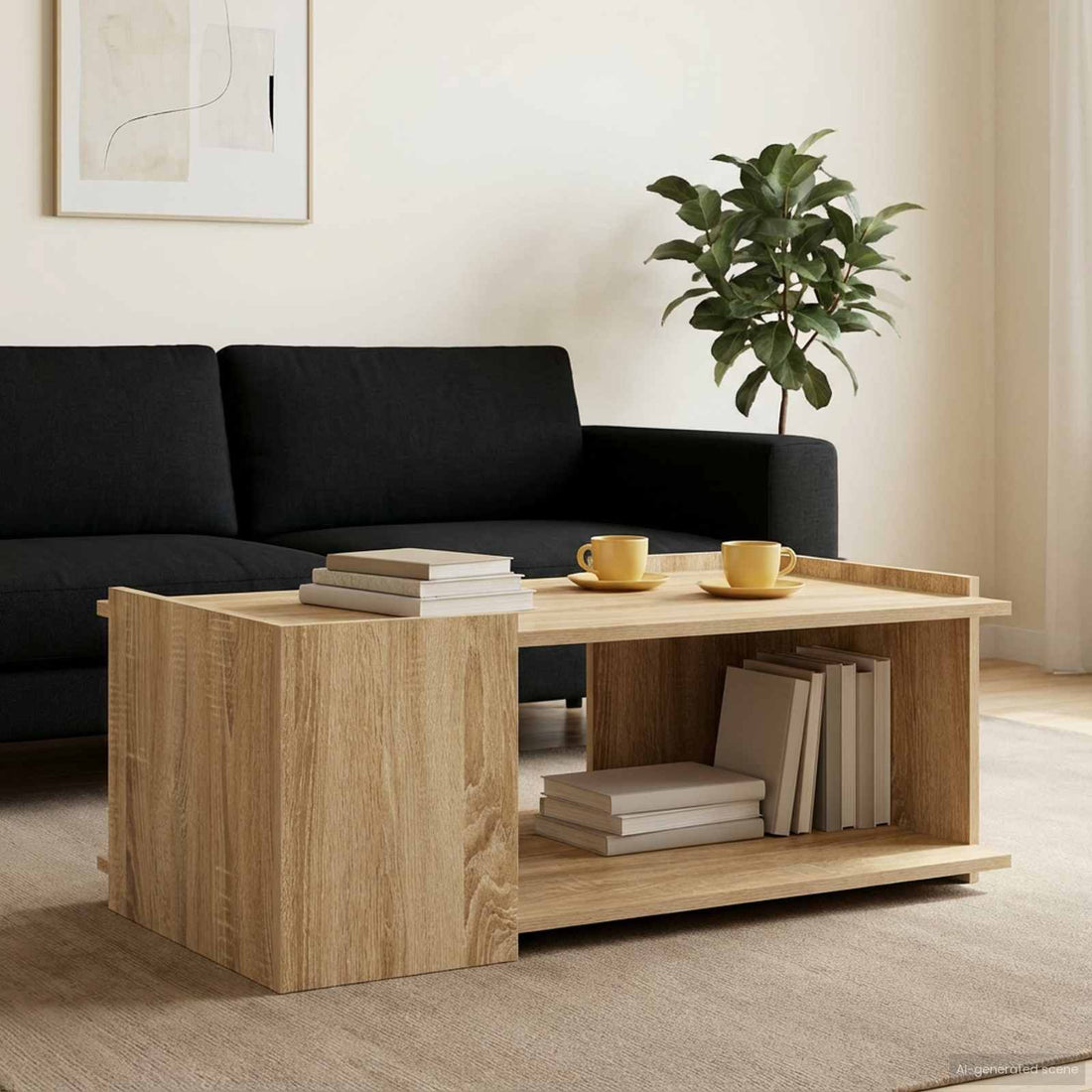 vidaXL Mesa de Café Roble Sonoma 90 x 50 x 33 cm Madera de Ingeniería