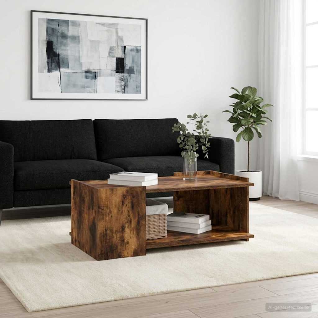 vidaXL Mesa de Café Roble Ahumado 90 x 50 x 33 cm Madera de Ingeniería
