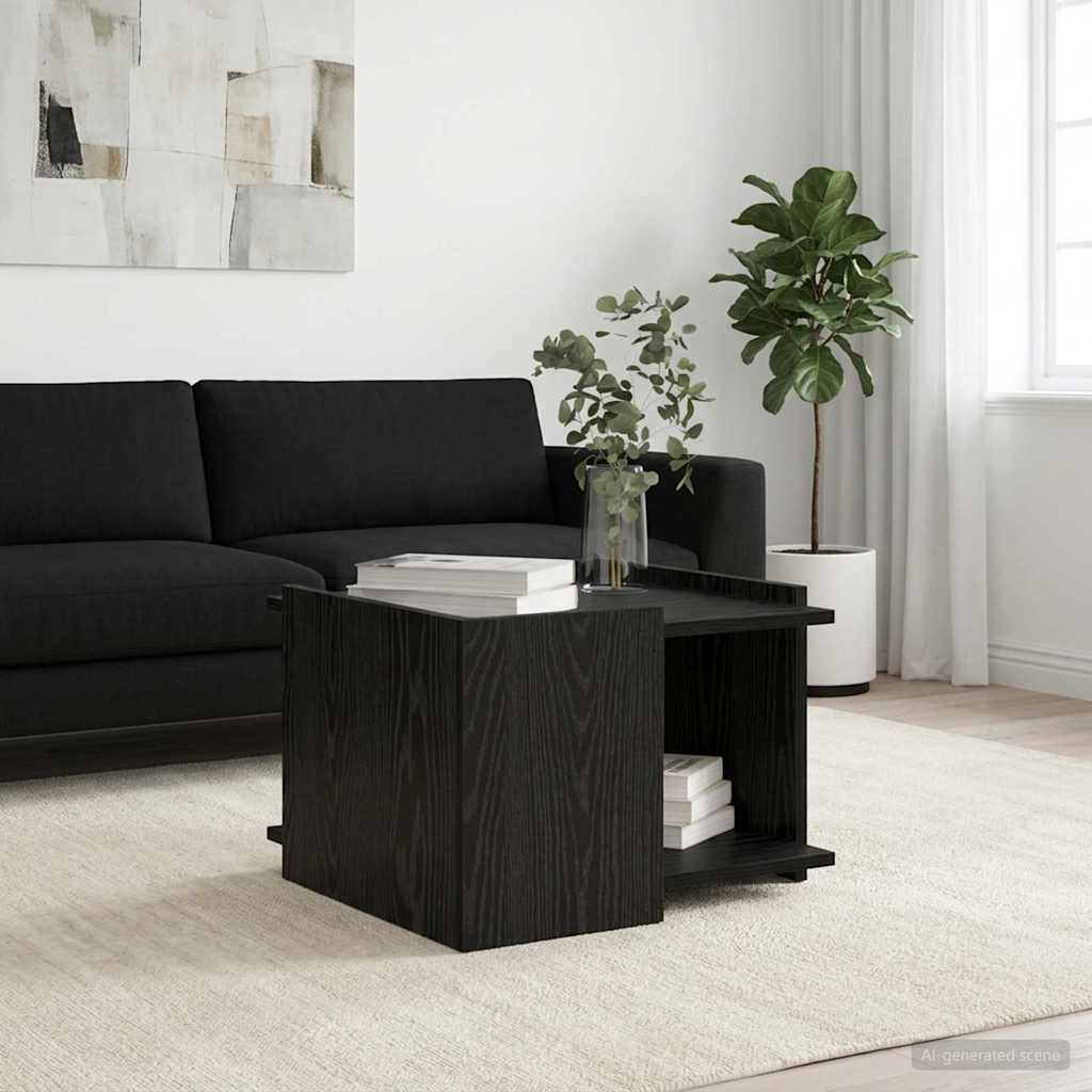 vidaXL Mesa de Café Roble Negro 50,5 x 50 x 33 cm Madera de Ingeniería