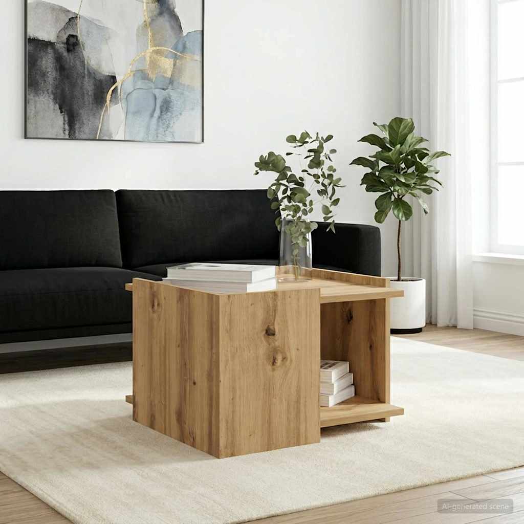 vidaXL Mesa de Café Roble artisan 50,5 x 50 x 33 cm