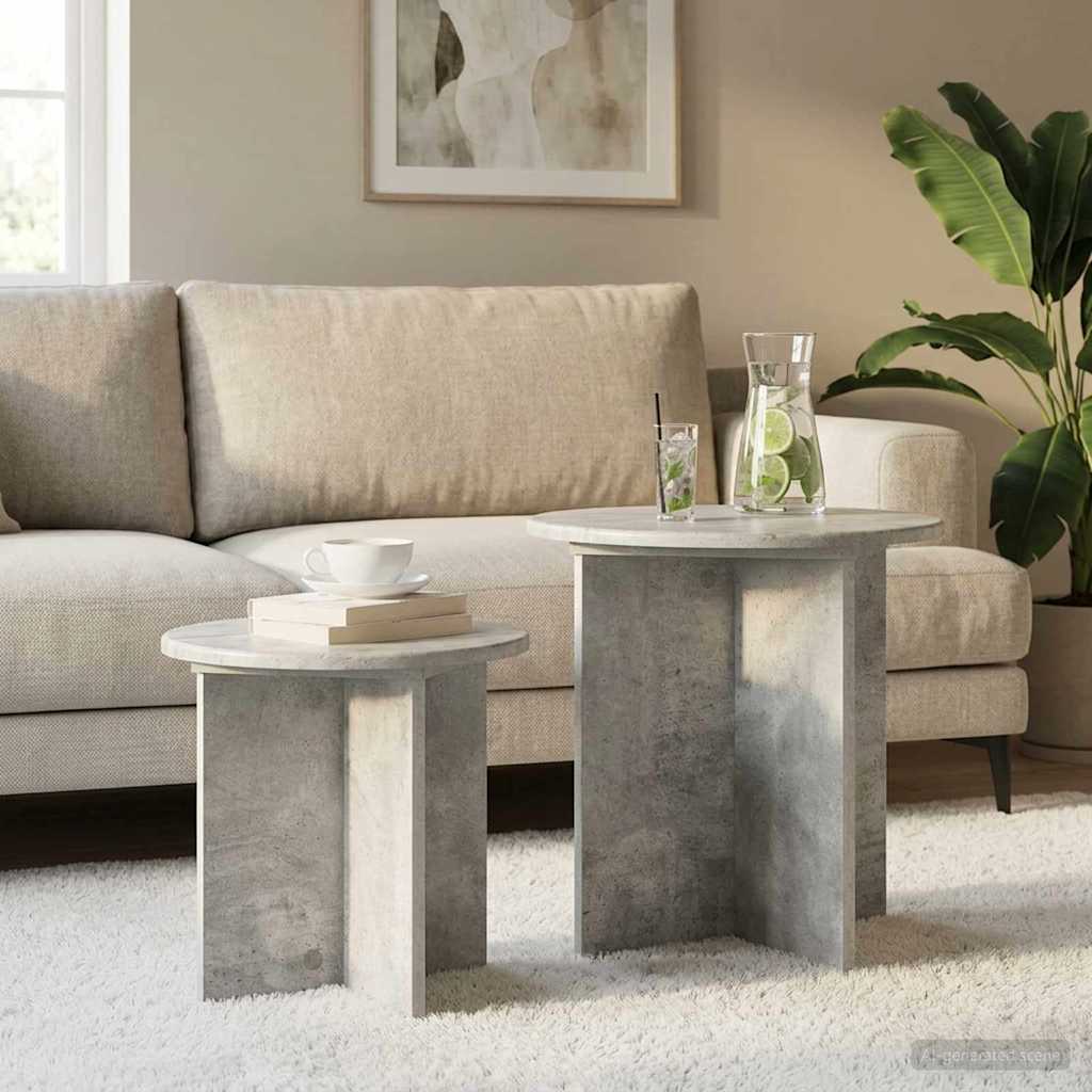 vidaXL Conjunto de mesas auxiliares 2 uds. Gris Hormigón Ø 45 x 45 cm