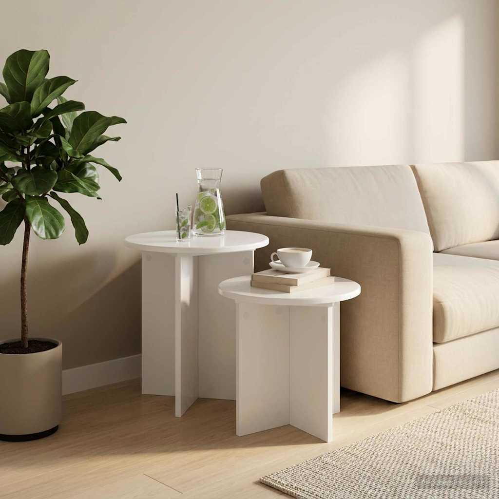 vidaXL Conjunto de mesas auxiliares 2 uds. Brillante Ø 45 x 45 cm