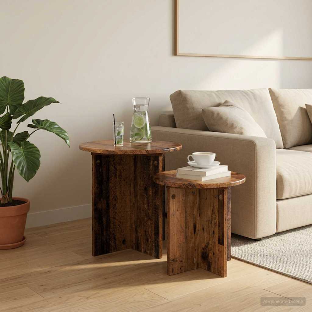 vidaXL Conjunto de mesas auxiliares 2 uds. Madera envejecida