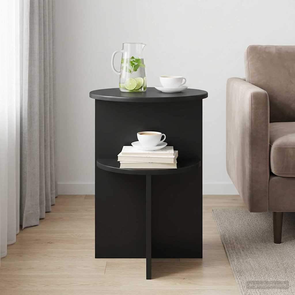 vidaXL Mesa lateral Roble Negro Ø 39,5 x 55 cm Madera de Ingeniería