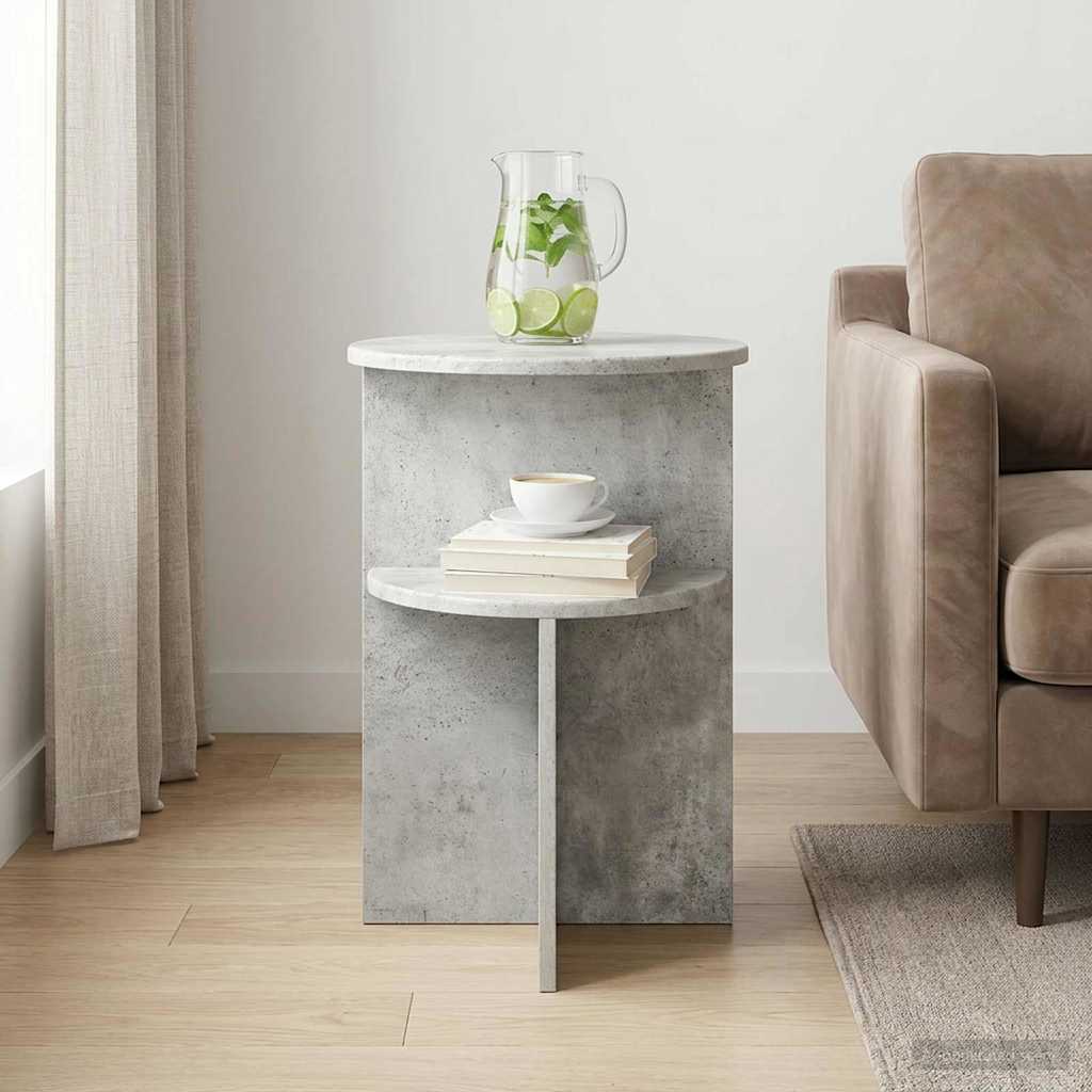 vidaXL Mesa lateral Gris Hormigón Ø 39,5 x 55 cm Madera de Ingeniería