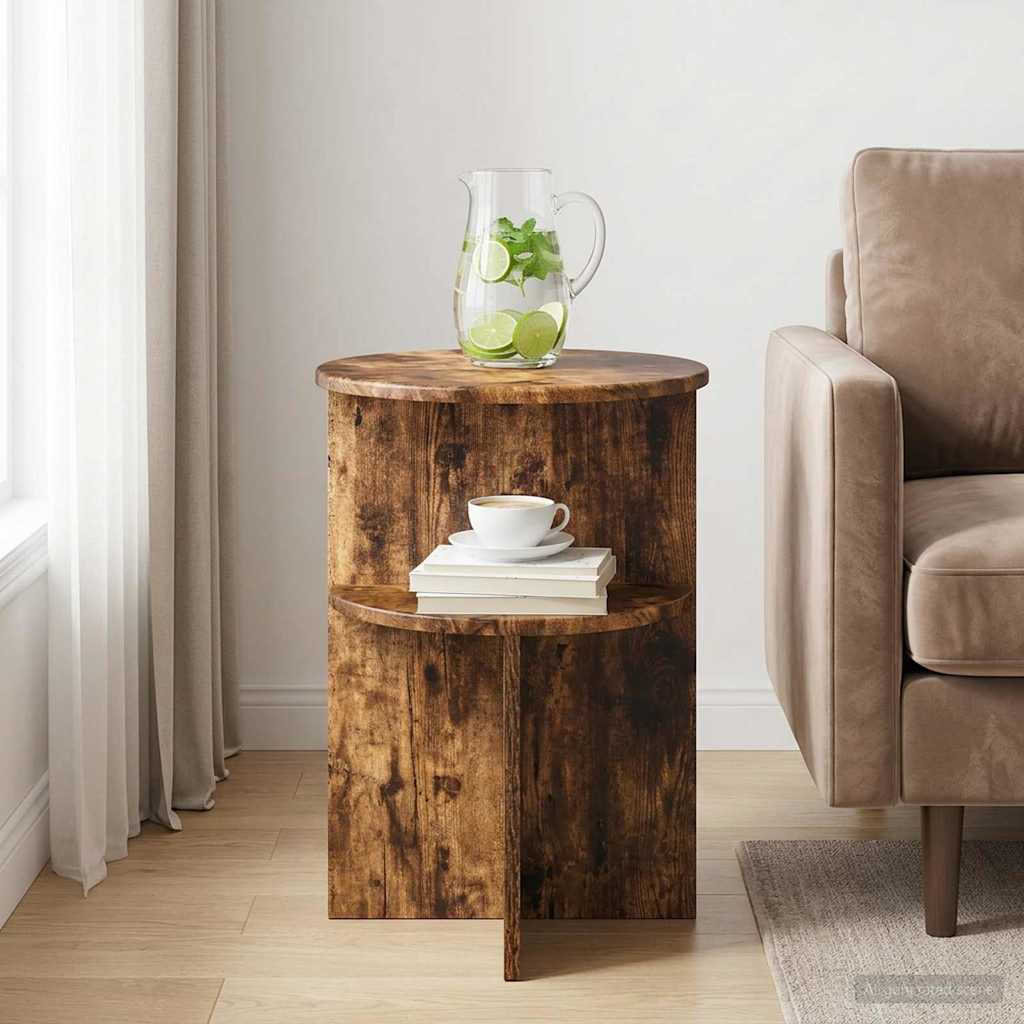 vidaXL Mesa lateral Roble Ahumado Ø 39,5 x 55 cm Madera de Ingeniería