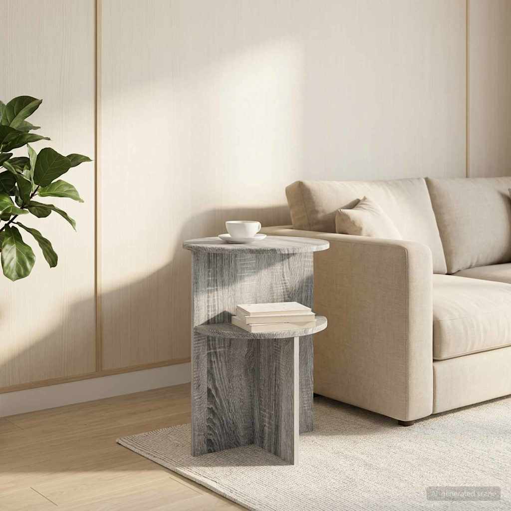 vidaXL Mesa lateral Gris Sonoma Ø 39,5 x 55 cm Madera de Ingeniería