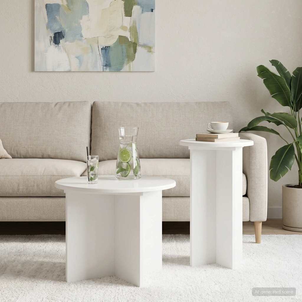 vidaXL Conjunto de mesas auxiliares 2 uds. Brillante Ø 45 x 35 cm