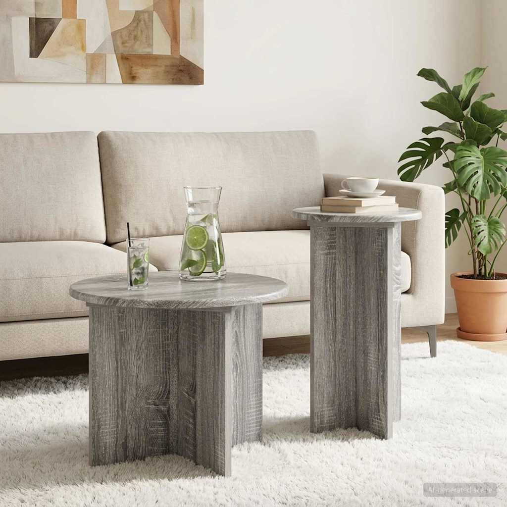 vidaXL Conjunto de mesas auxiliares 2 uds. Gris Sonoma Ø 45 x 35 cm