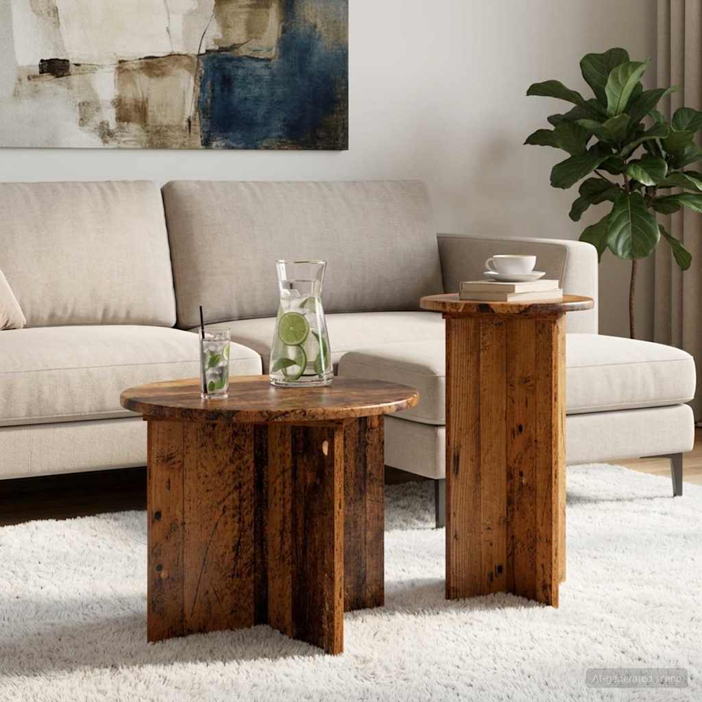 vidaXL Conjunto de mesas auxiliares 2 uds. Madera envejecida