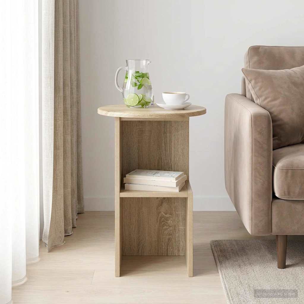 vidaXL Mesa lateral Roble Sonoma Ø 39,5 x 55 cm Madera de Ingeniería