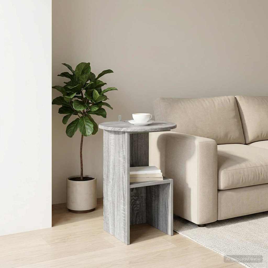vidaXL Mesa lateral Gris Sonoma Ø 39,5 x 55 cm Madera de Ingeniería
