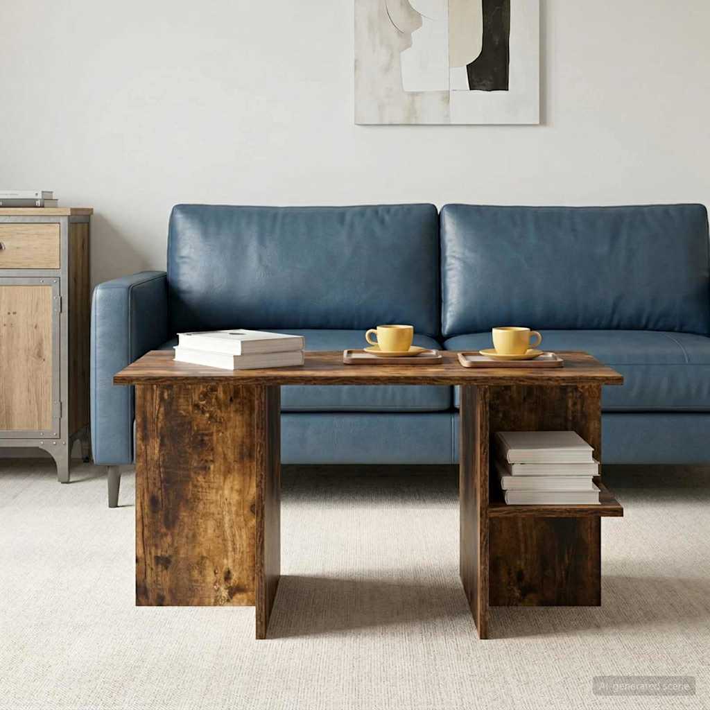 vidaXL Mesa de Café Roble Ahumado 87 x 50 x 45 cm Madera de ingeniería
