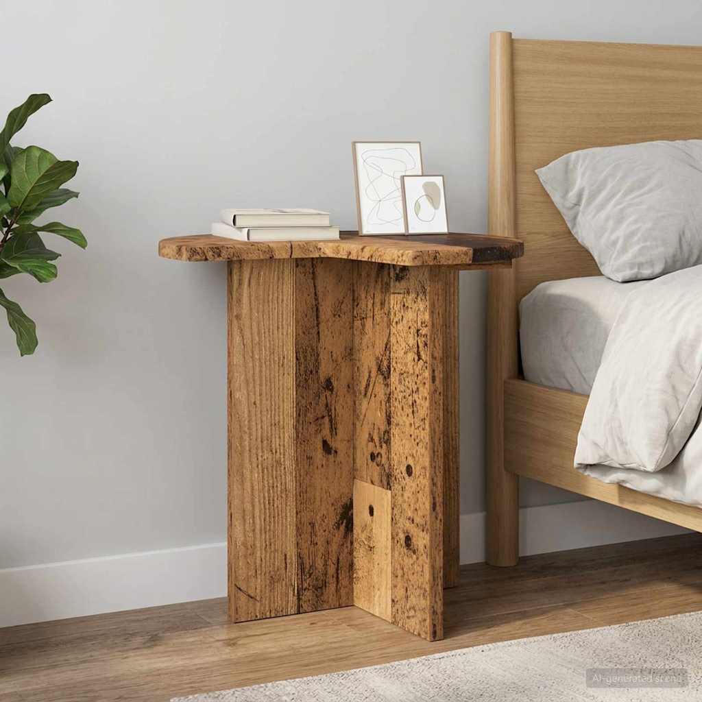 vidaXL Mesa lateral 2 uds. Madera envejecida Ø 39 x 38 cm