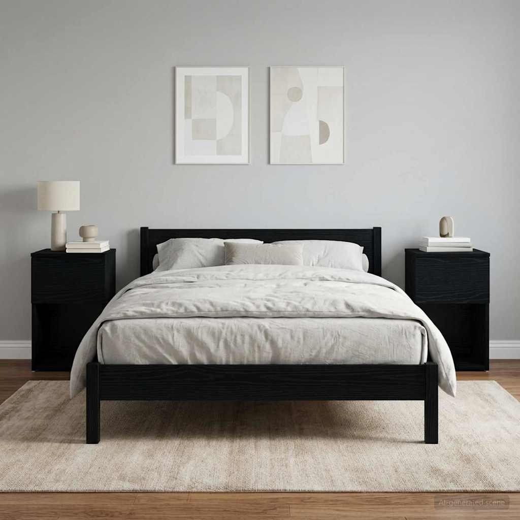 vidaXL Mueble cama 2 uds. Roble Negro 29 x 31,5 x 49 cm