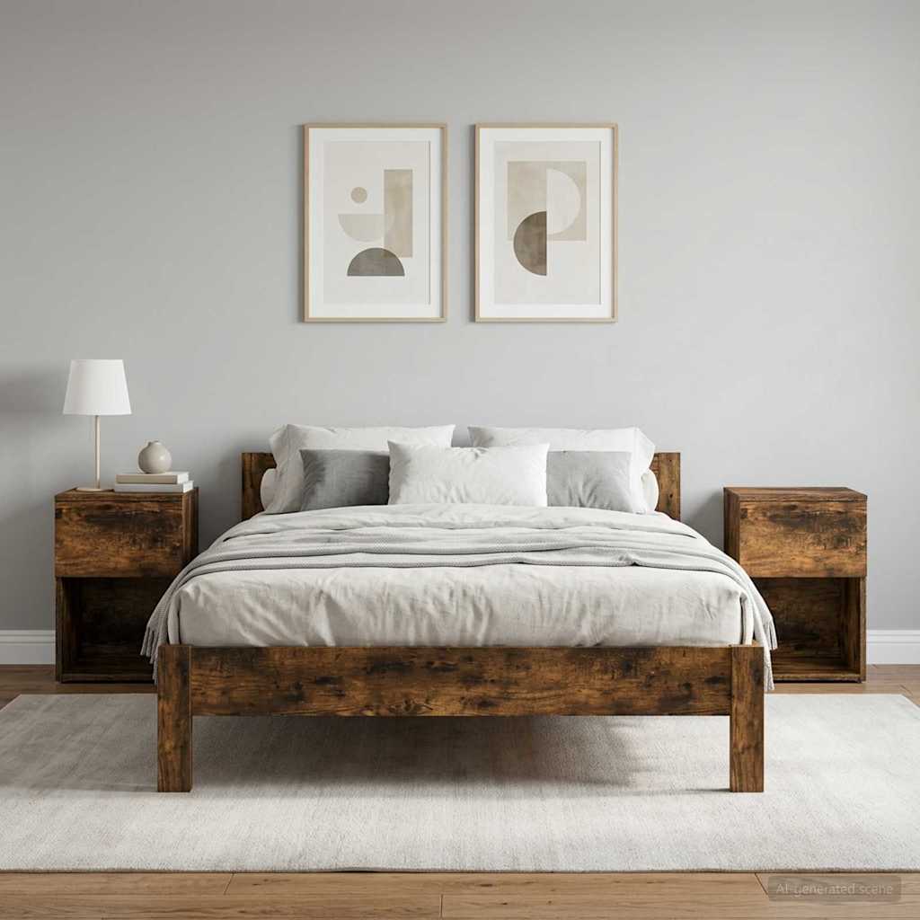 vidaXL Mueble cama 2 uds. Roble Ahumado 29 x 31,5 x 49 cm