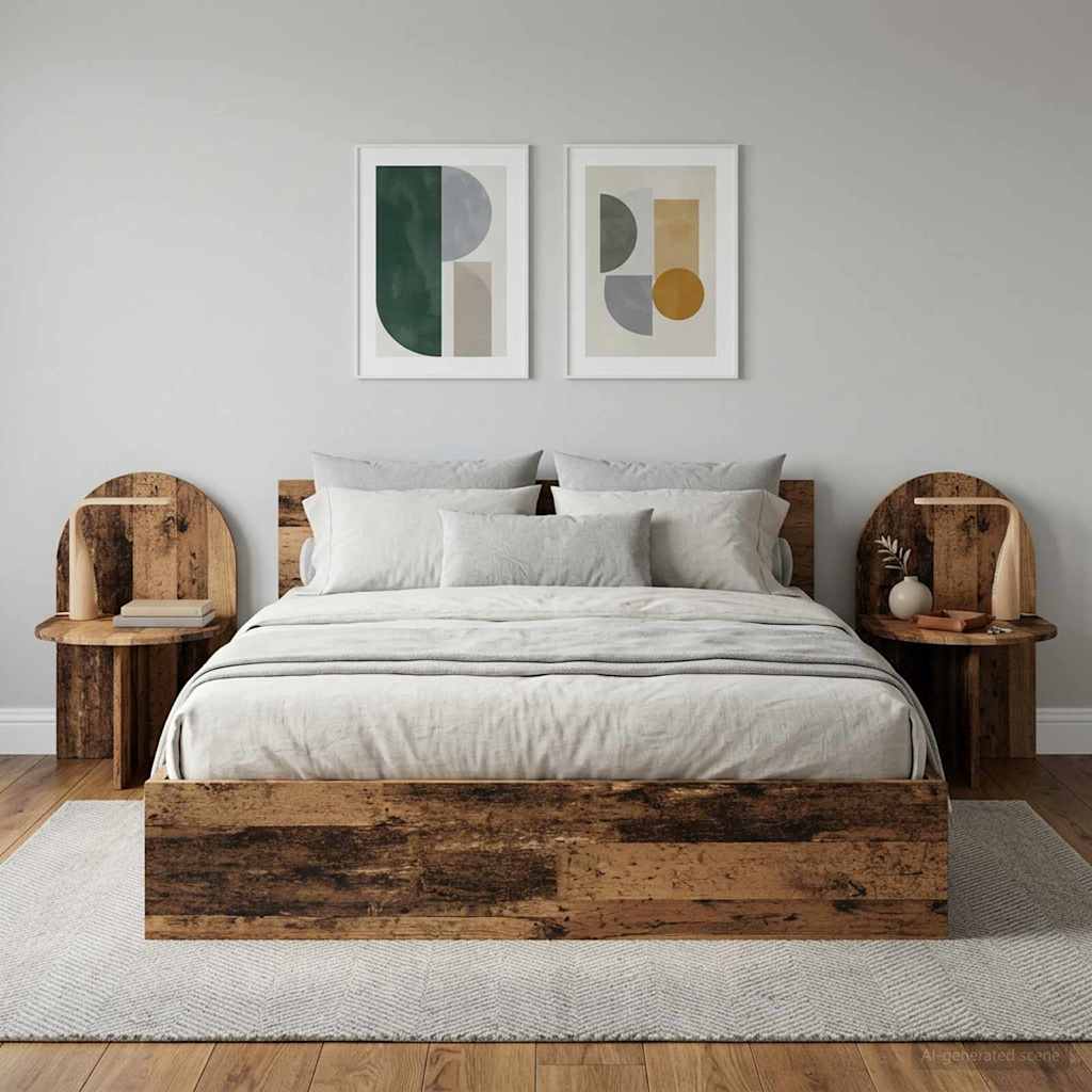 vidaXL Mesita de Noche 2 uds. Madera envejecida 48 x 49 x 65 cm