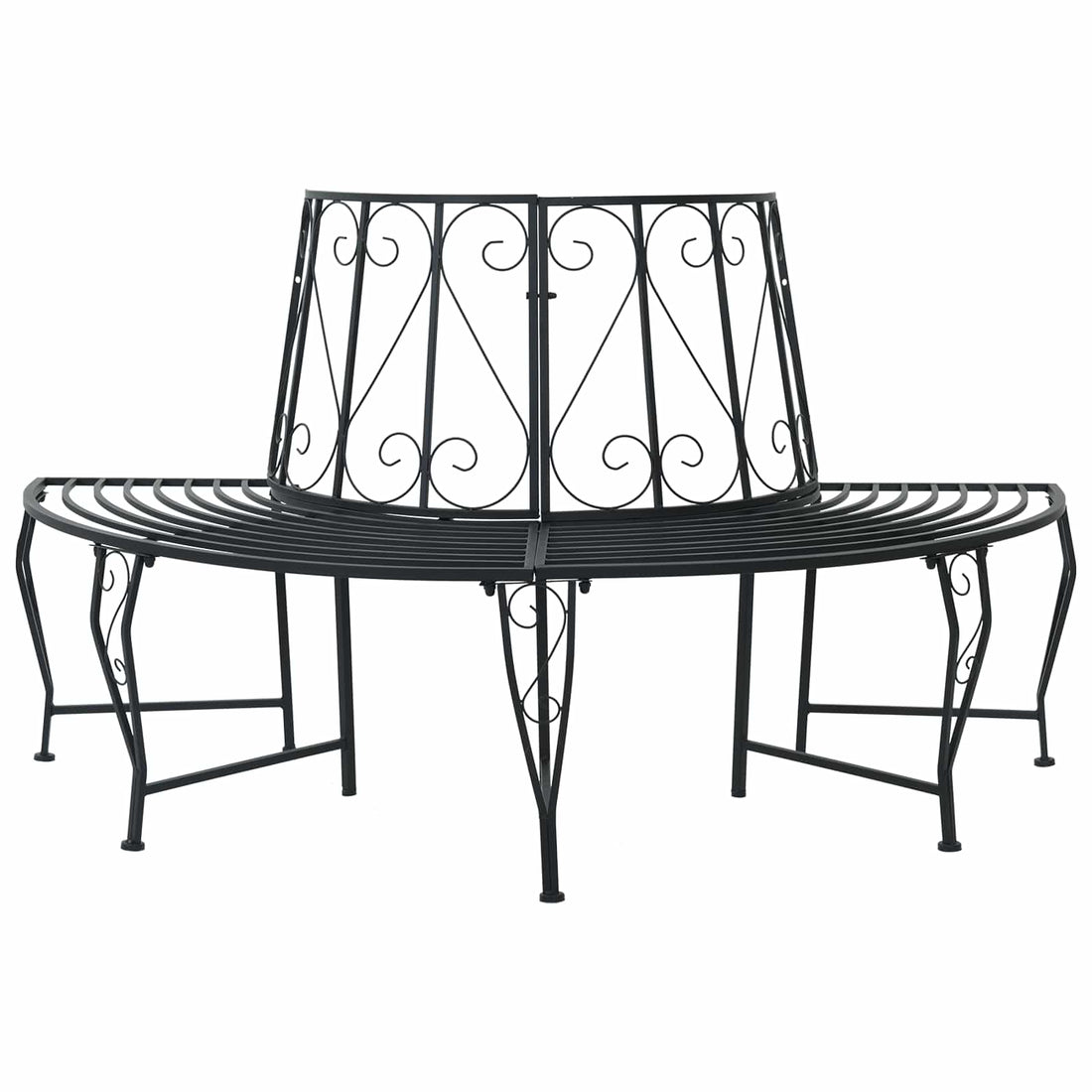 vidaXL Banco de Árbol 4-Número de plazas 160 x 80 x 89 cm Acero Negro