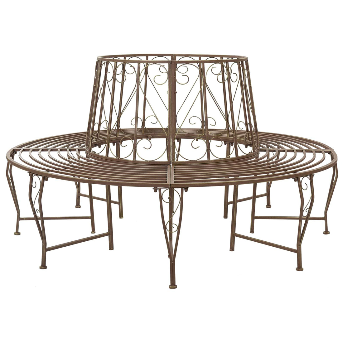 vidaXL Banco de Árbol 8-Número de plazas Ø 160 x 89 cm Acero