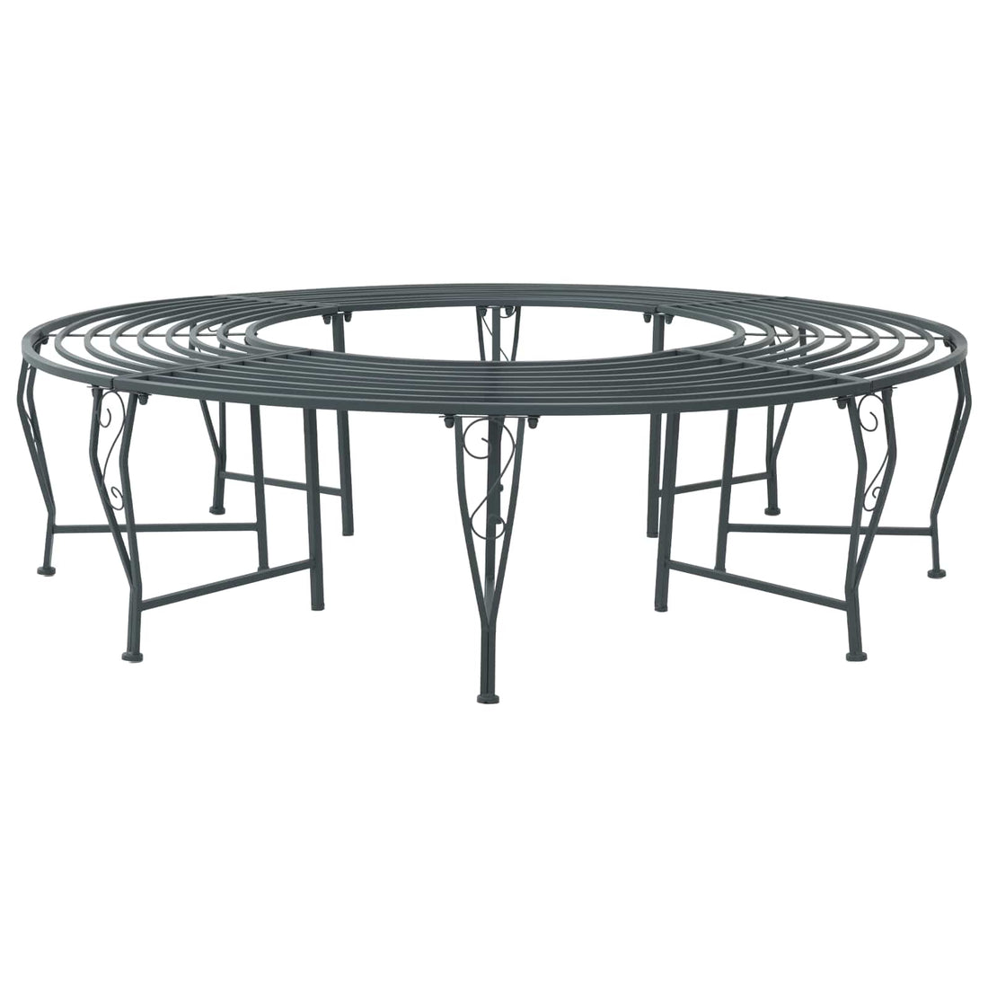 vidaXL Banco de Árbol 8-Número de plazas Ø 160 x 44 cm Acero
