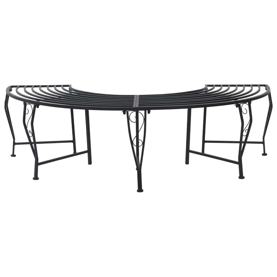 vidaXL Banco de Árbol 4-Número de plazas 160 x 80 x 44 cm Acero Negro