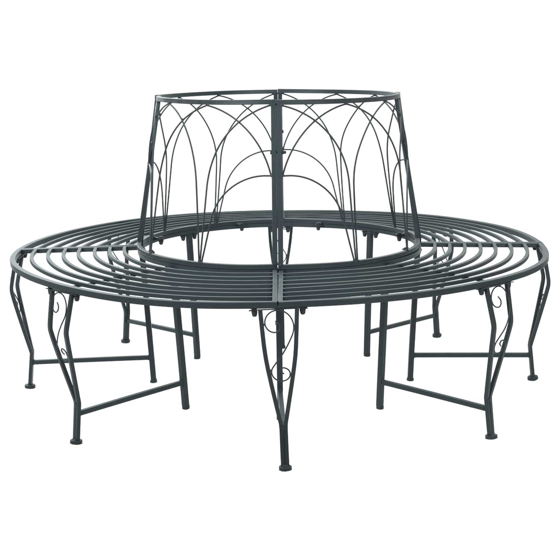 vidaXL Banco de Árbol 8-Número de plazas Ø 160 x 89 cm Acero