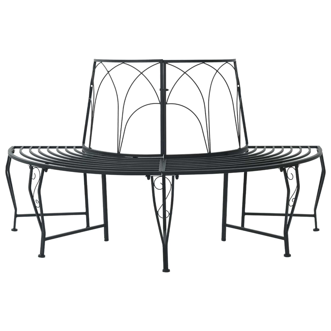 vidaXL Banco de Árbol 4-Número de plazas 160 x 80 x 89 cm Acero Negro