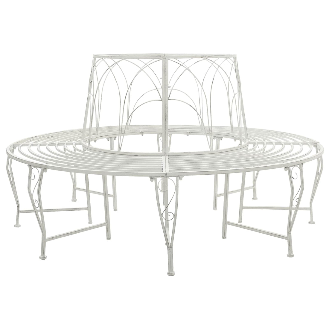 vidaXL Banco de Árbol 8-Número de plazas Ø 160 x 89 cm Acero