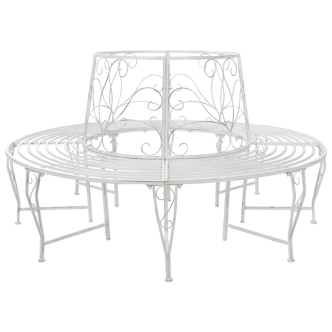 vidaXL Banco de Árbol 8-Número de plazas Ø 160 x 89 cm Acero