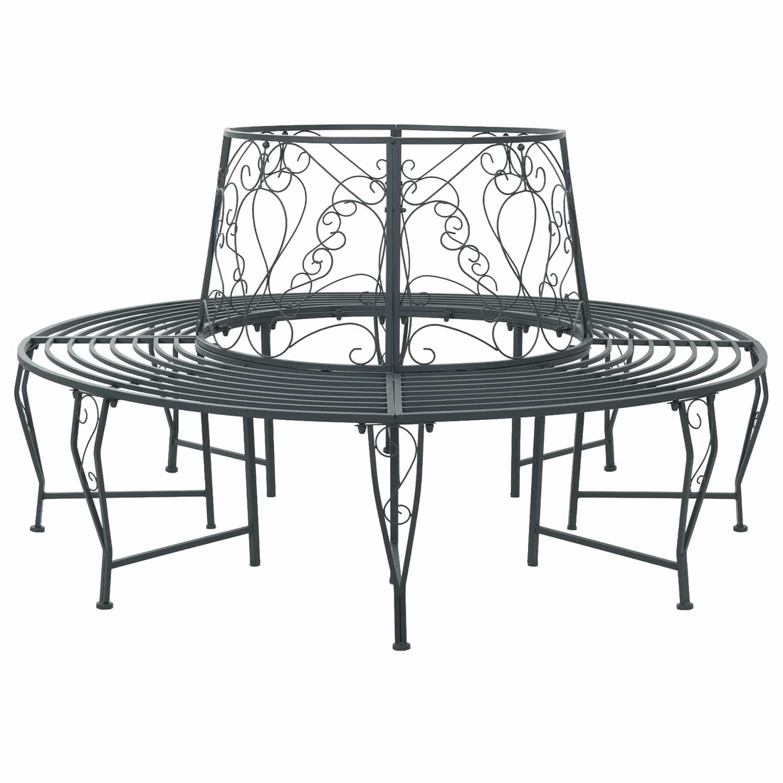 vidaXL Banco de Árbol 8-Número de plazas Ø 160 x 89 cm Acero