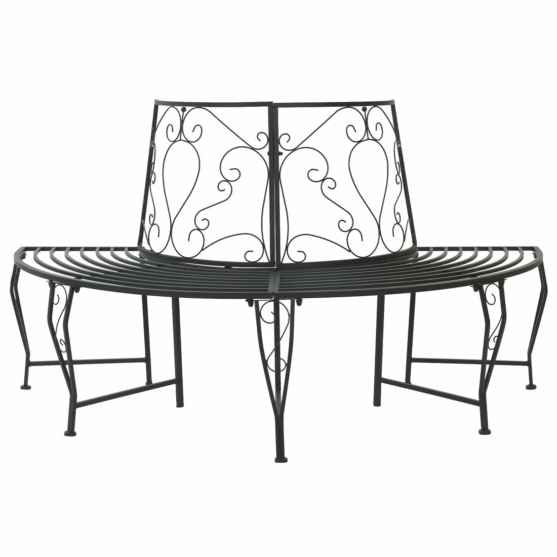 vidaXL Banco de Árbol 4-Número de plazas 160 x 80 x 89 cm Acero Negro