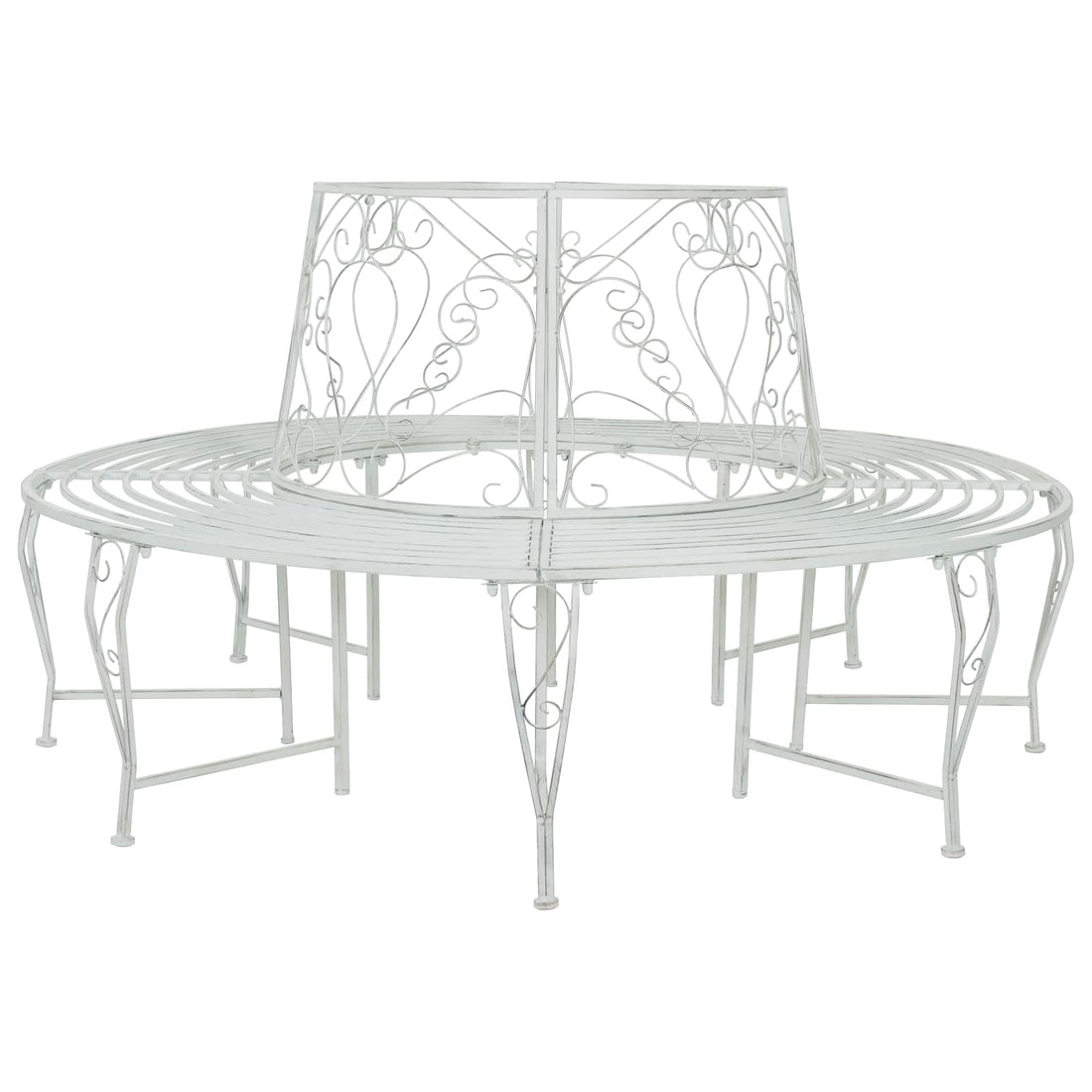 vidaXL Banco de Árbol 8-Número de plazas Ø 160 x 89 cm Acero