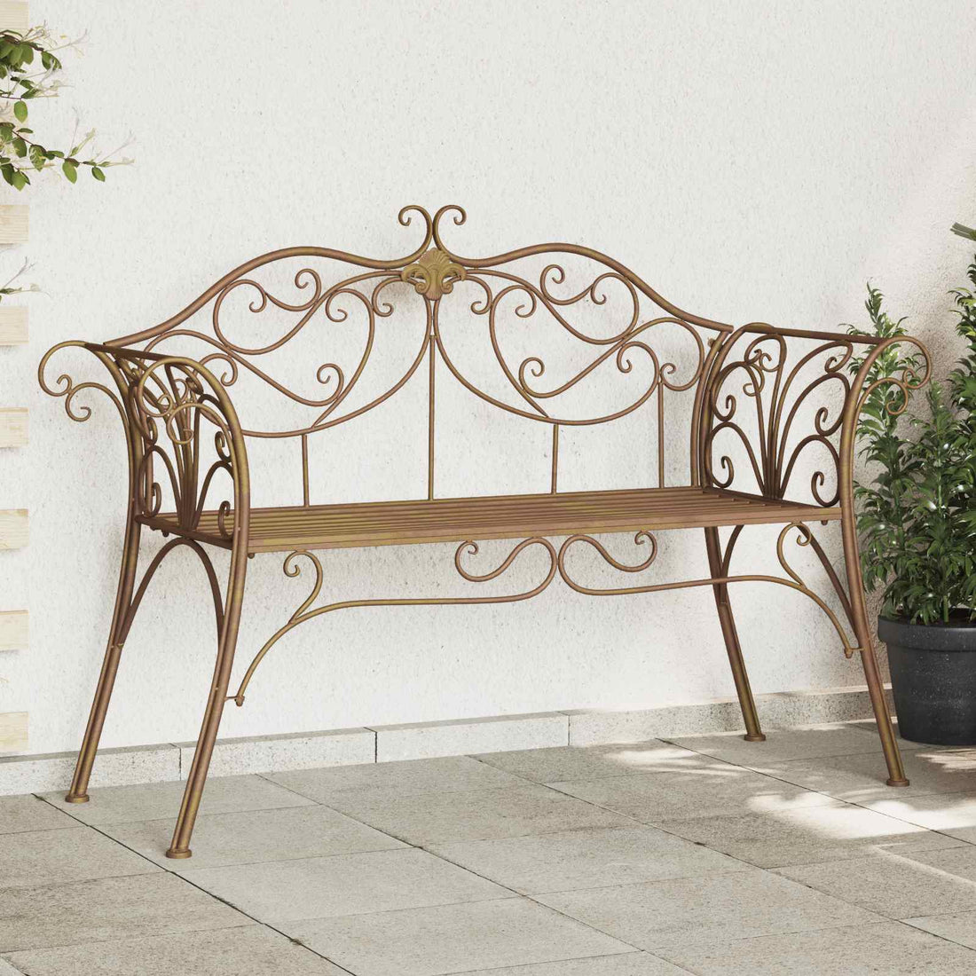vidaXL Banco de jardín 2-Número de plazas 130 x 47 x 90 cm Acero