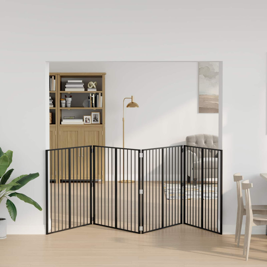 vidaXL Puerta para perros 4 uds. Negro 100 x 100 cm Acero Galvanizado