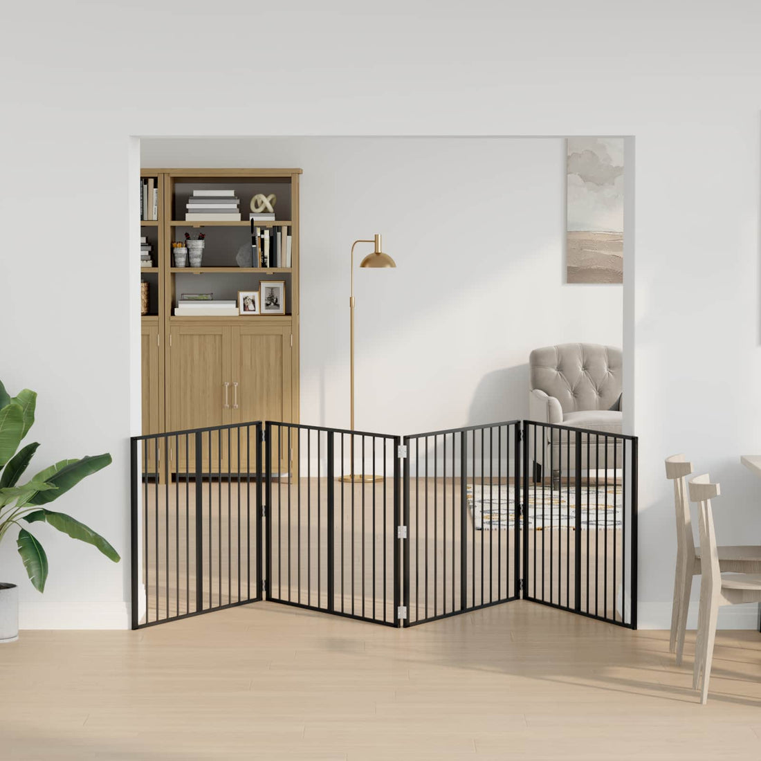 vidaXL Puerta para perros 4 uds. Negro 100 x 80 cm Acero Galvanizado
