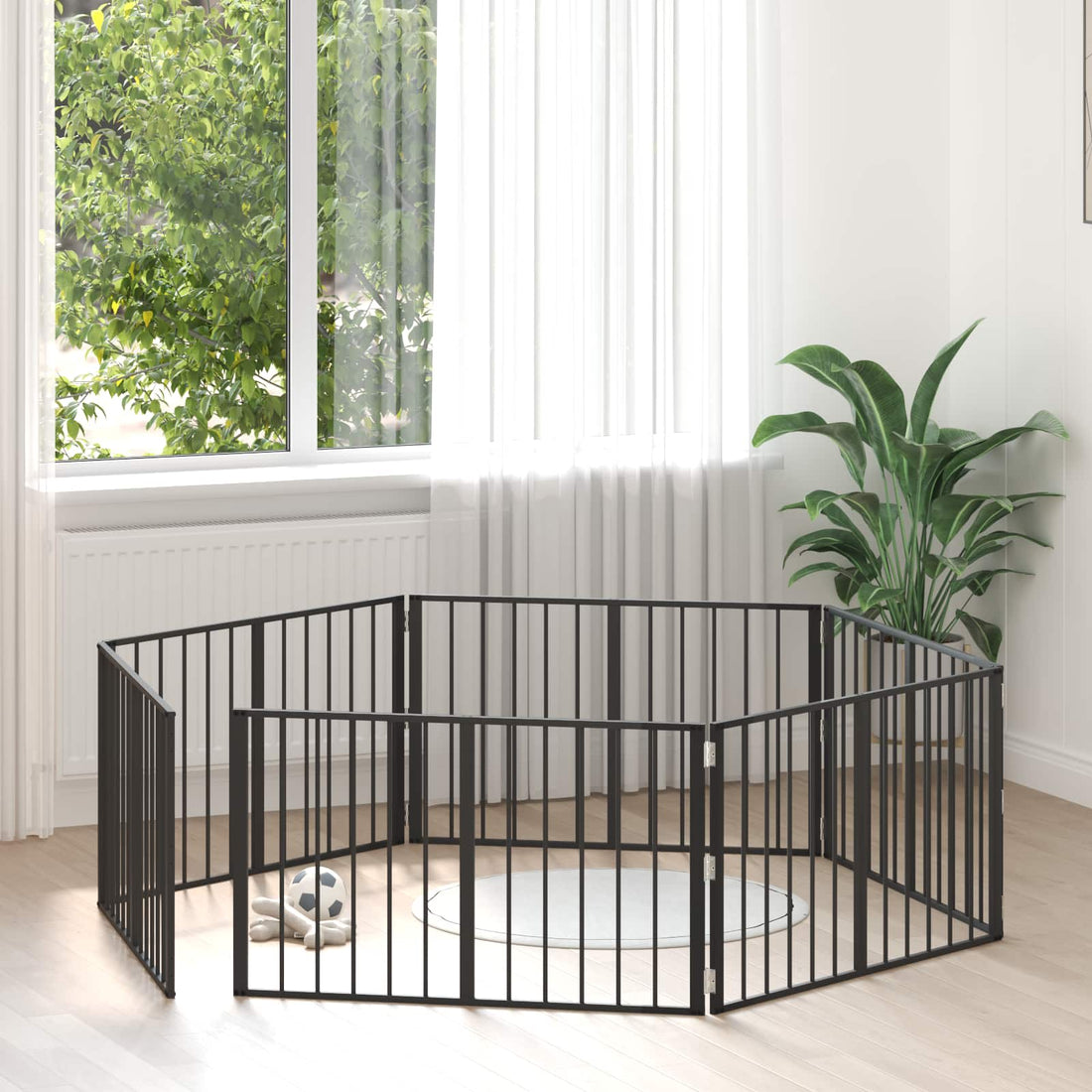vidaXL Puerta para perros 6 uds. Negro 100 x 60 cm Acero Galvanizado