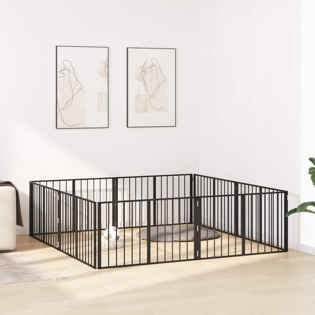 vidaXL Puerta para perros 8 uds. Negro 100 x 60 cm Acero Galvanizado