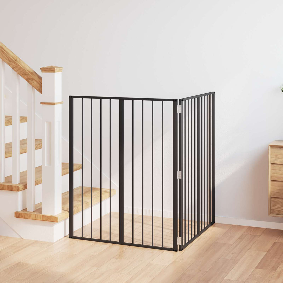 vidaXL Puerta para perros 2 uds. Negro 80 x 100 cm Acero Galvanizado