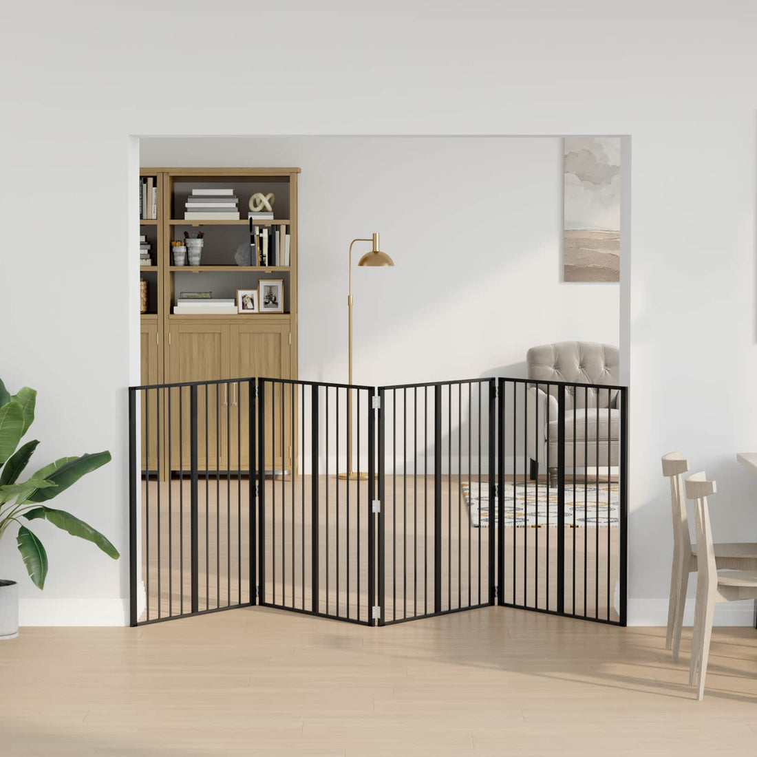 vidaXL Puerta para perros 4 uds. Negro 80 x 100 cm Acero Galvanizado
