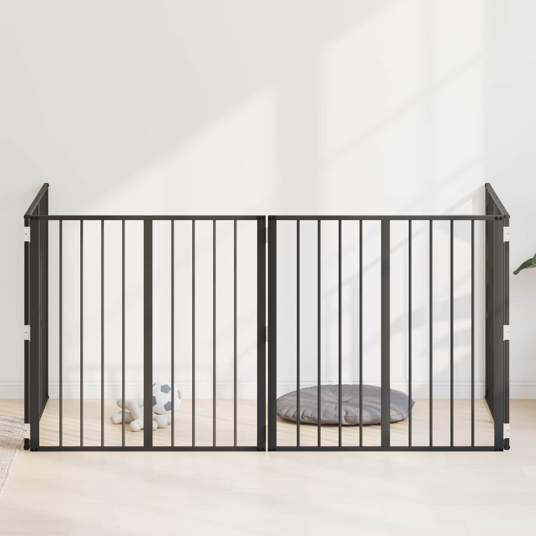 vidaXL Puerta para perros 4 uds. Negro 80 x 80 cm Acero Galvanizado