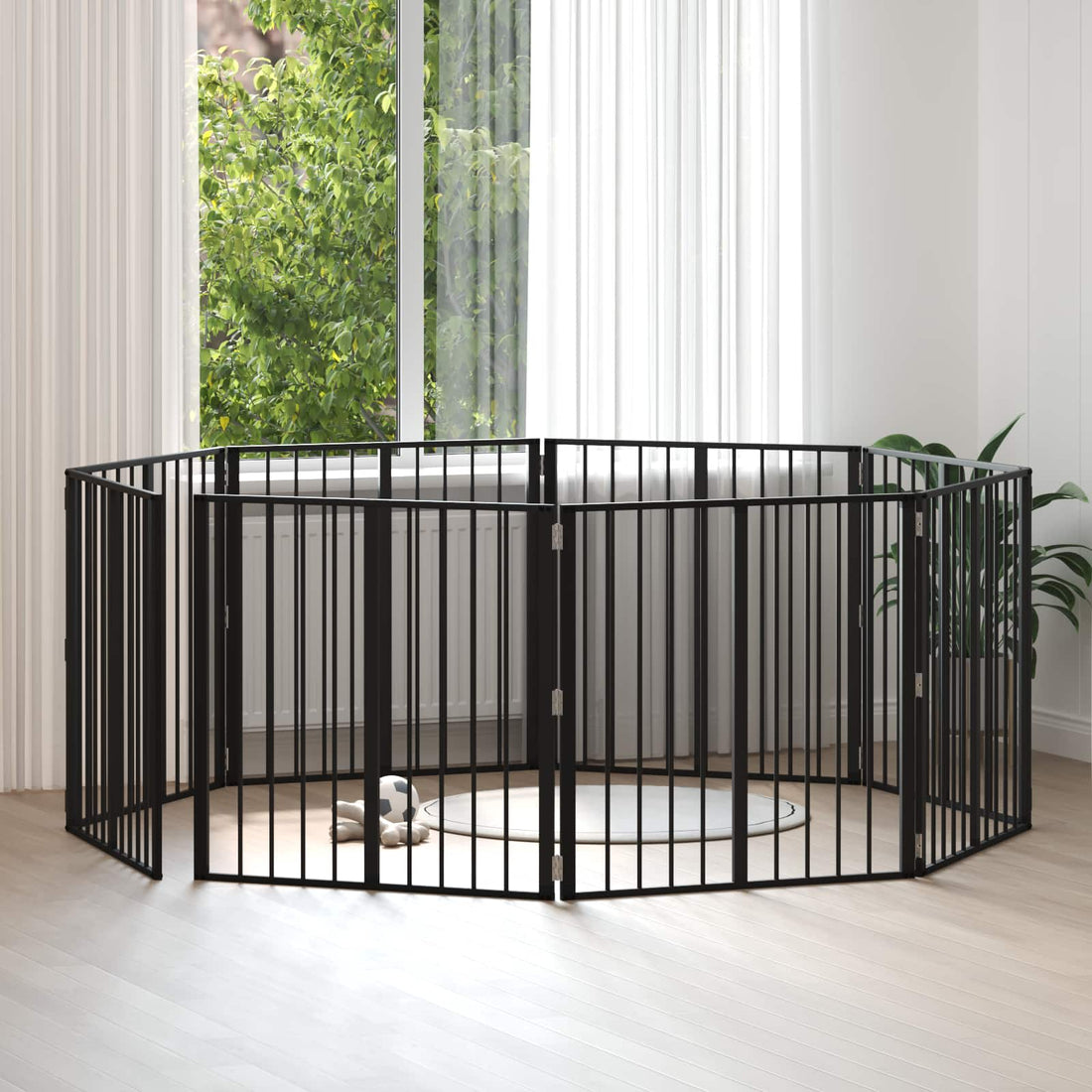 vidaXL Puerta para perros 8 uds. Negro 80 x 80 cm Acero Galvanizado