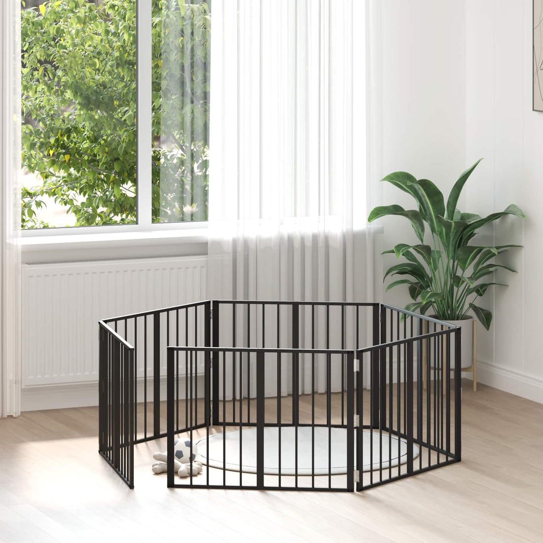 vidaXL Puerta para perros 6 uds. Negro 80 x 60 cm Acero Galvanizado